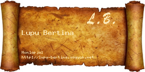 Lupu Bertina névjegykártya